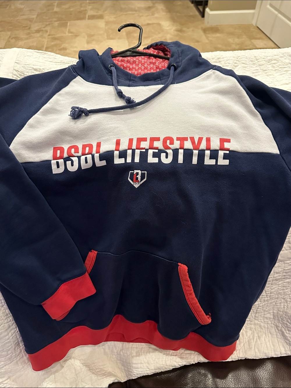 BSBL Lifestyle Men’s Navy, White & Red Hoodie Sweatshirt